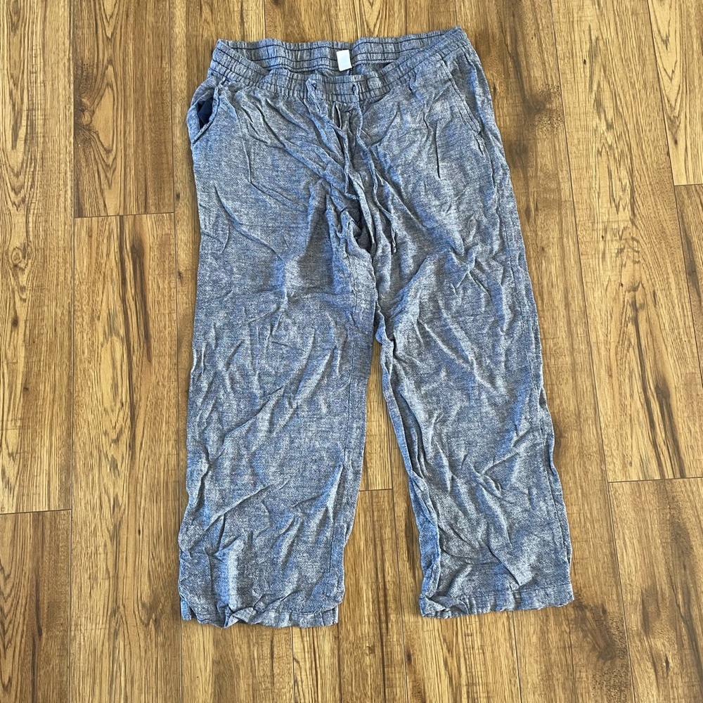 Linen-Blend Pants (faux denim) - petite length